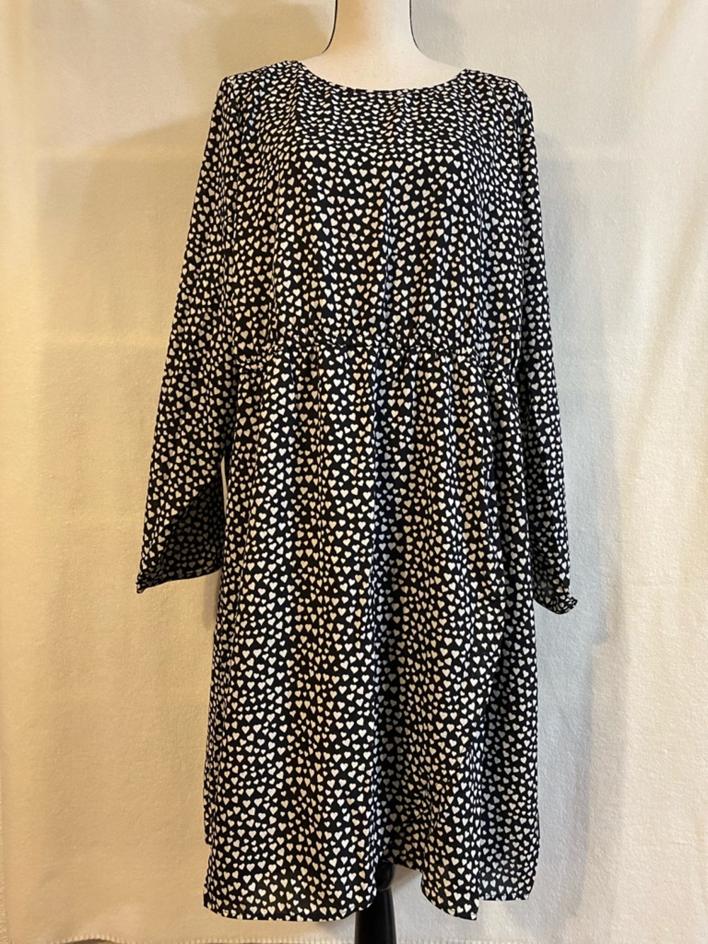 NWT J. Crew black heart print long sleeve tulip hem dress